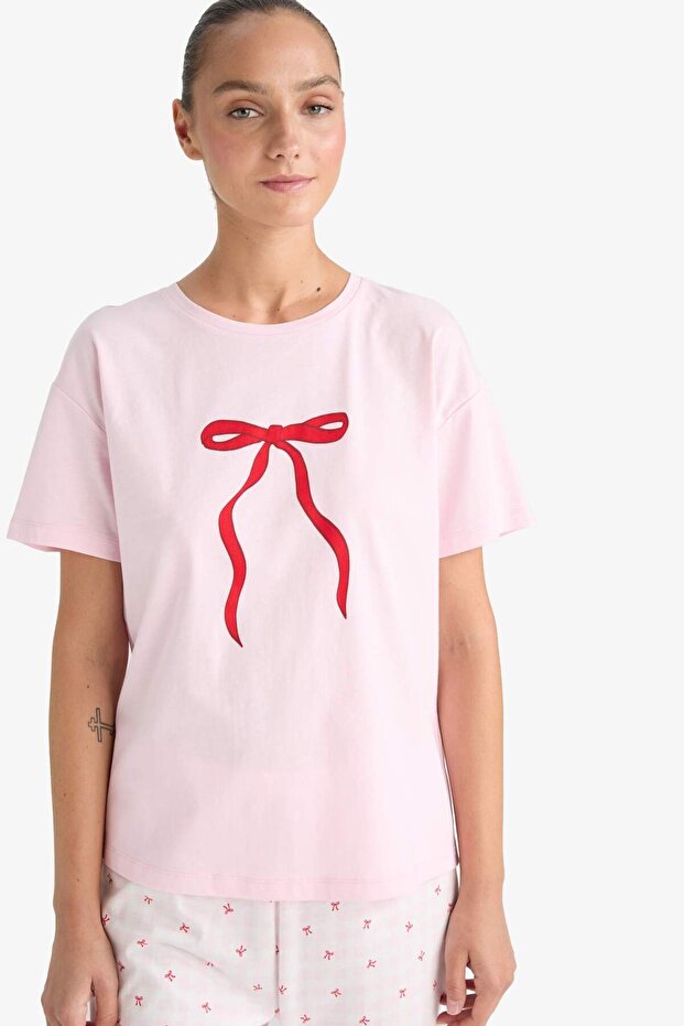 Pijama Takımı Regular Fit Kısa Kollu Üst Uzun Alt-Fall in Love F9909AX25AU - 3