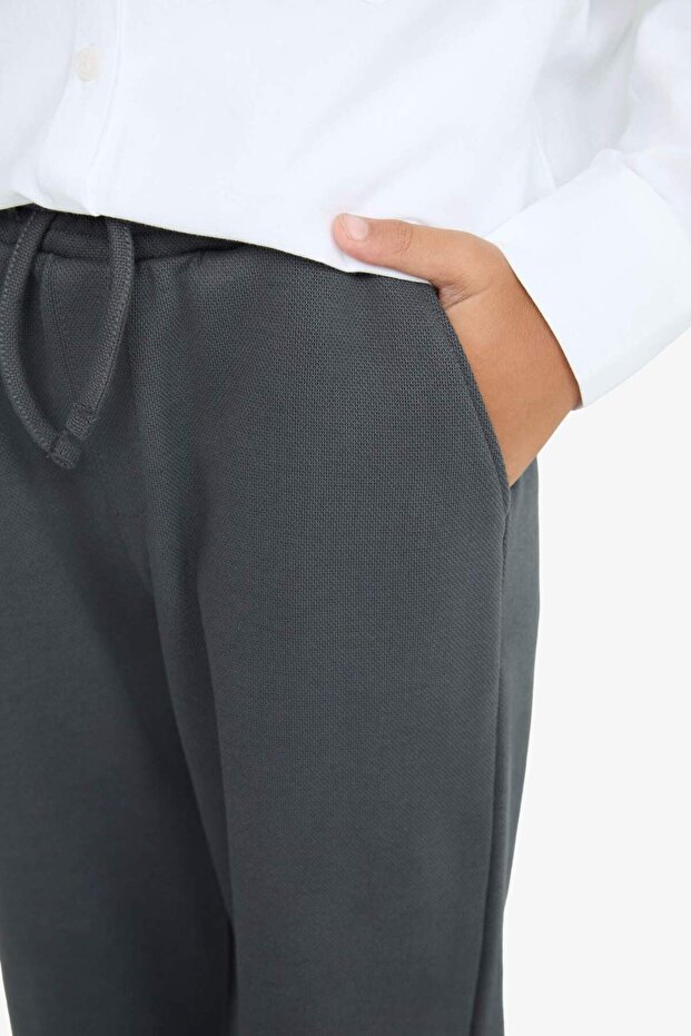 Erkek Çocuk Beli Lastikli Düz Paça Pike Eşofman Altı G1360A825AU - 5