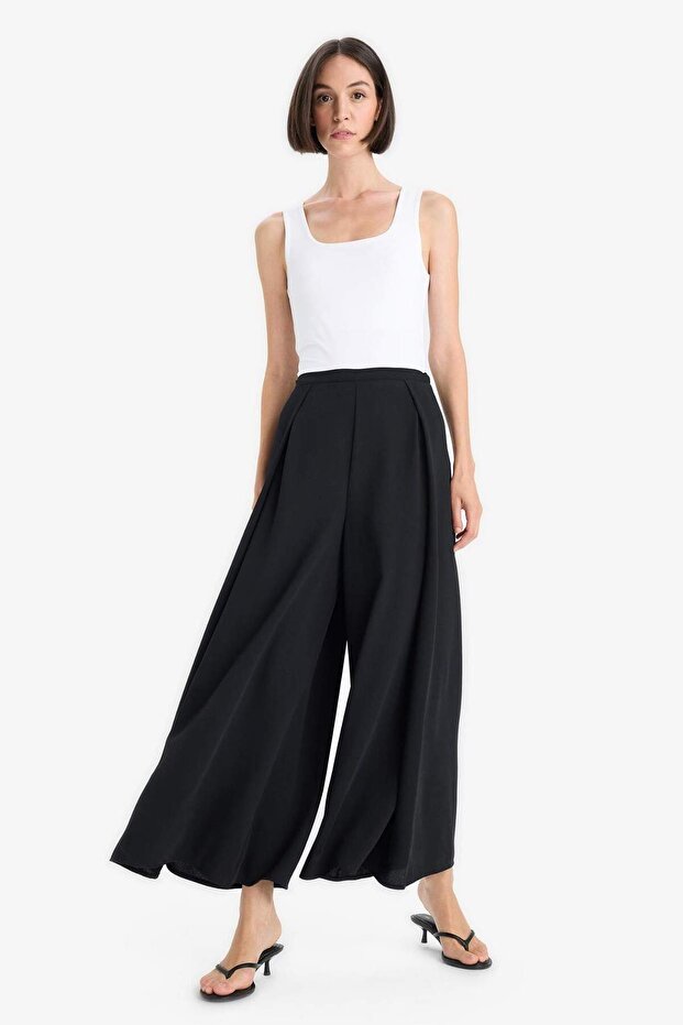 Flare Fit Normal Bel Düz Paça Krep Pantolon F9172AX25WN - 3