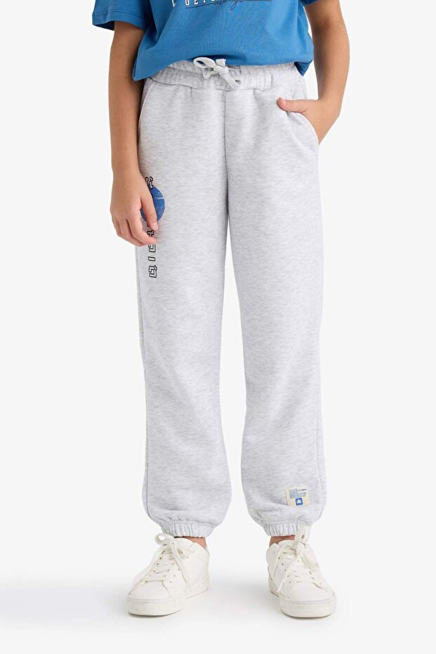 Kız Çocuk Beli Lastikli Baskılı Jogger Eşofman Altı E6929A825AU - 5