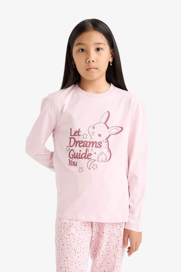 Kız Çocuk Pijama Takımı Baskılı Uzun Kollu Üst Desenli Uzun Alt F6215A825WN - 4