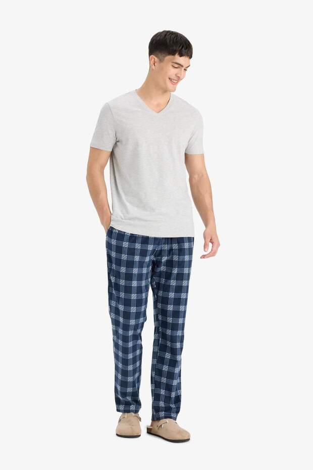 Regular Fit Kareli Cepli Polar Pijama Altı F4224AX25WN - 1