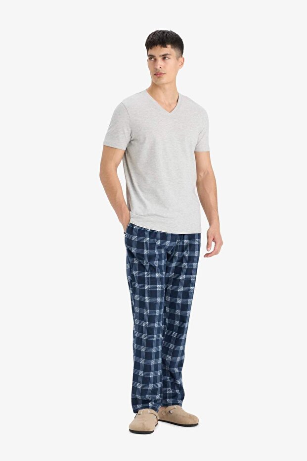 Regular Fit Kareli Cepli Polar Pijama Altı F4224AX25WN - 3