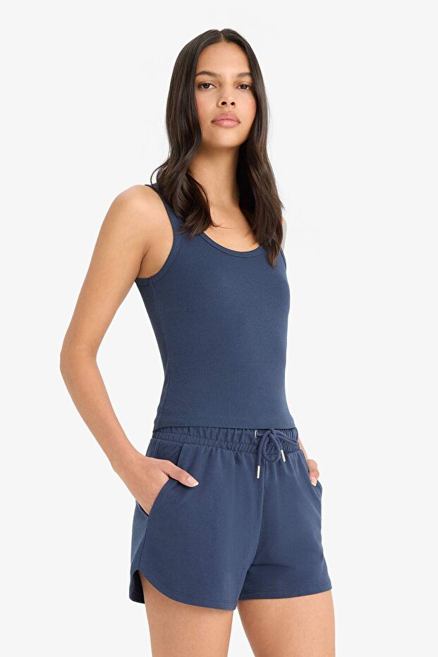 Relax Fit Beli Bağcıklı Kısa Şort E5853AX25SM - 5
