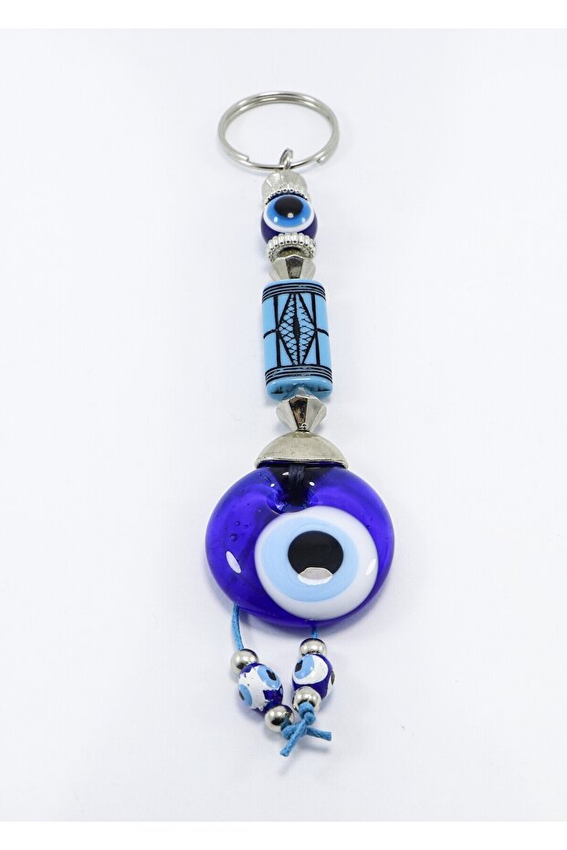 سلسلة مفاتيح مطرزة بالخرز الزجاجي المصنوعة يدويًا على شكل مستطيل مسطح منقوش - 1