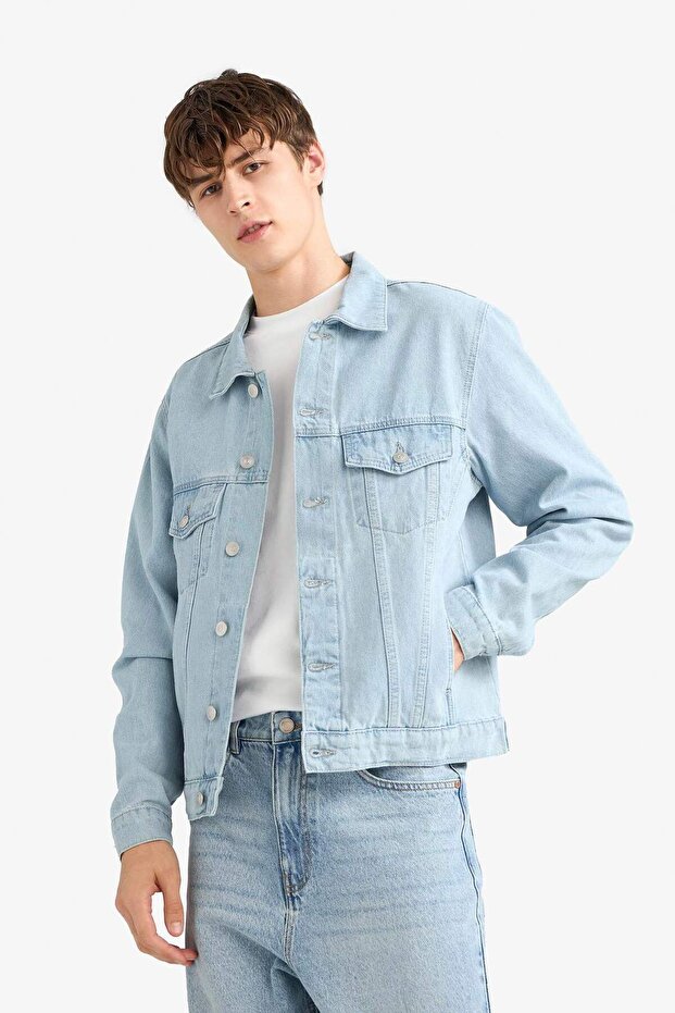 Regular Fit Buttoned Jean Jacket F4741Ax25Au - 4