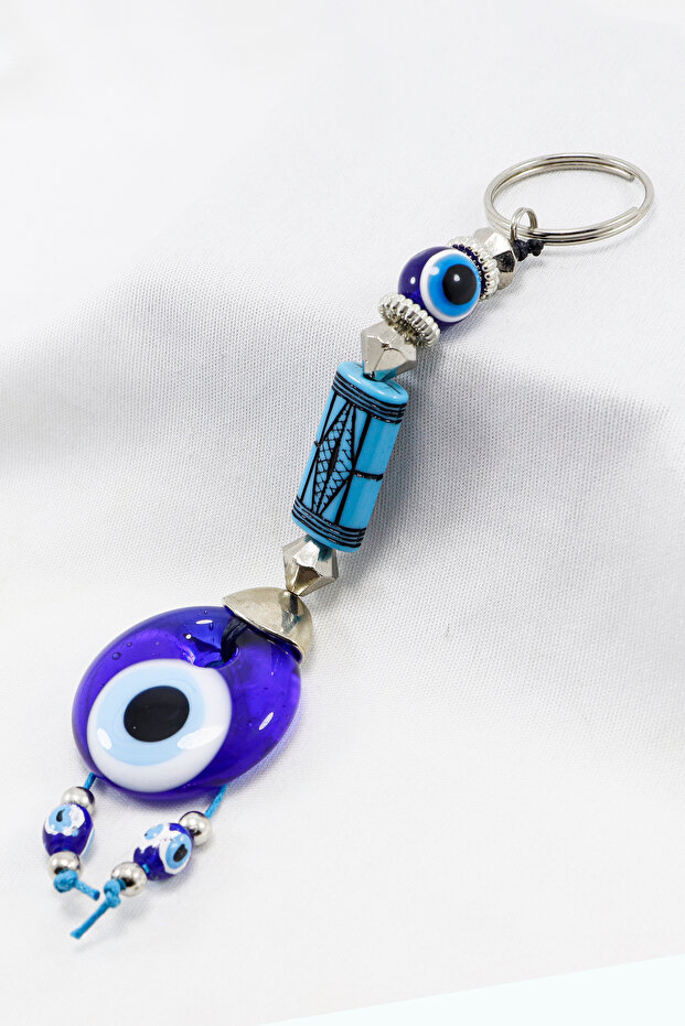 سلسلة مفاتيح مطرزة بالخرز الزجاجي المصنوعة يدويًا على شكل مستطيل مسطح منقوش - 5