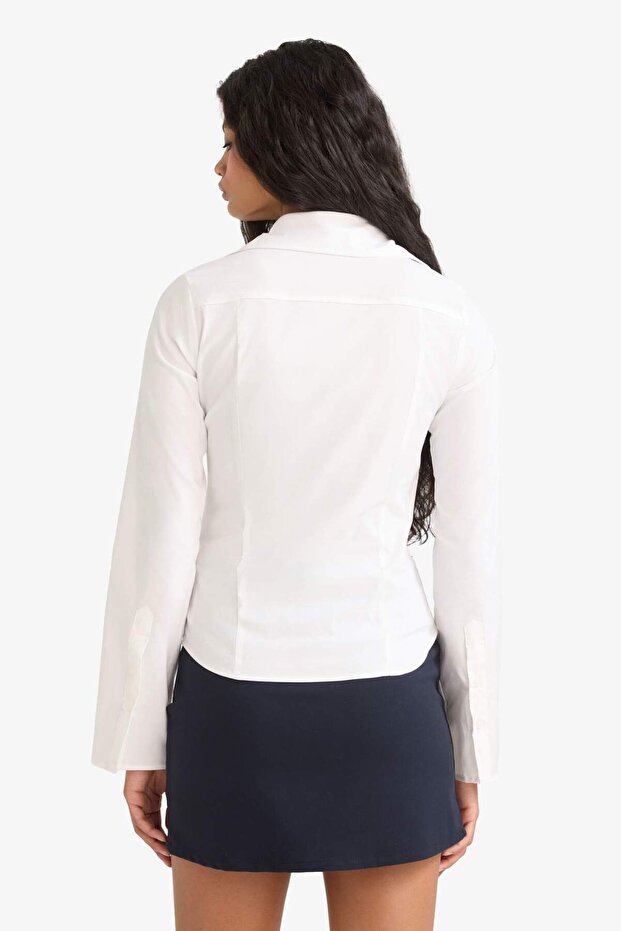 Fitted Poplin Uzun Kollu Gömlek F9434AX25AU - 5