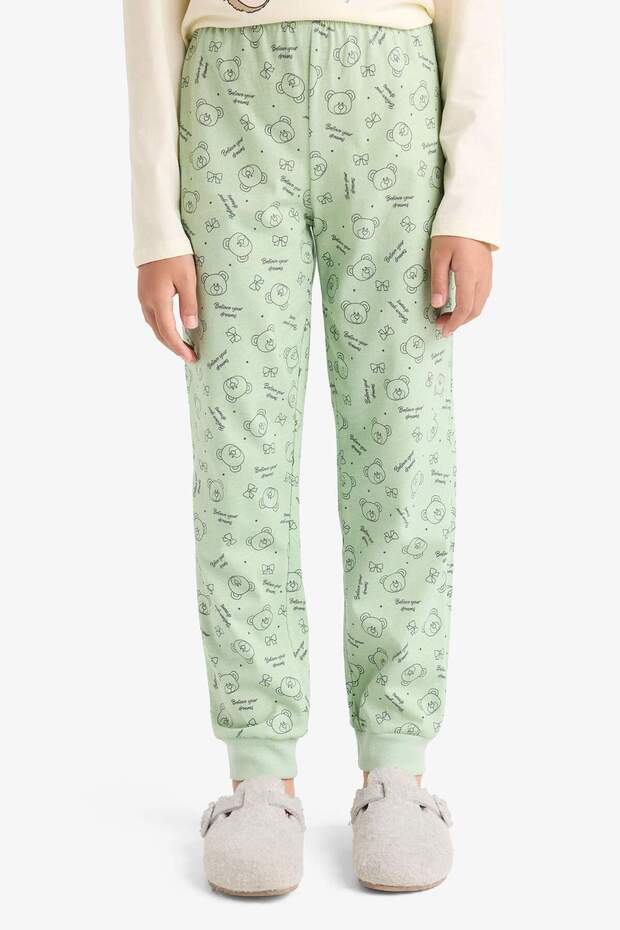 Kız Çocuk Pijama Takımı Baskılı Uzun Kollu Üst Desenli Uzun Alt F6219A825WN - 7