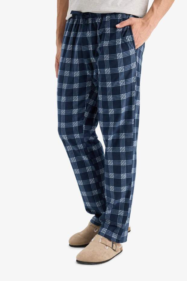 Regular Fit Kareli Cepli Polar Pijama Altı F4224AX25WN - 4