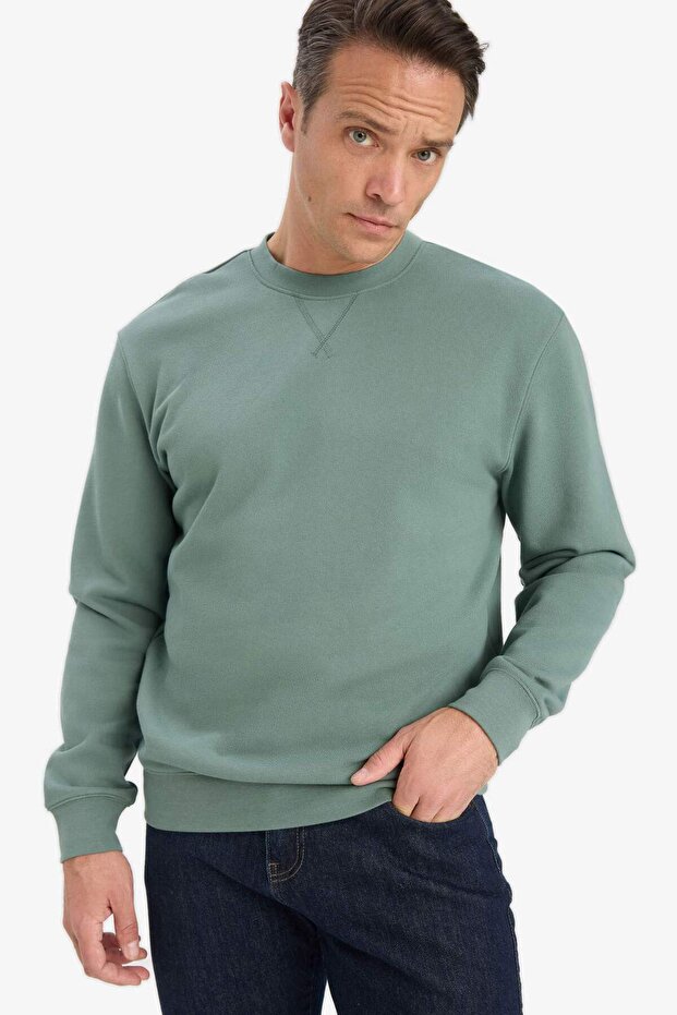 %100 Pamuk Regular Fit Bisiklet Yaka Sweatshirt E8339AX25AU - 1