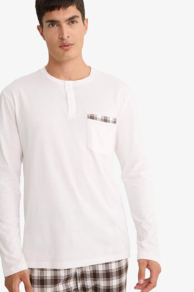 Pijama Takımı Regular Fit Uzun Kollu Üst Kareli Uzun Alt F7488AX25AU - 4