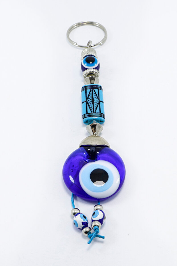 سلسلة مفاتيح مطرزة بالخرز الزجاجي المصنوعة يدويًا على شكل مستطيل مسطح منقوش - 3