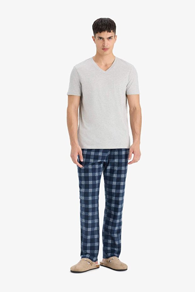 Regular Fit Kareli Cepli Polar Pijama Altı F4224AX25WN - 2
