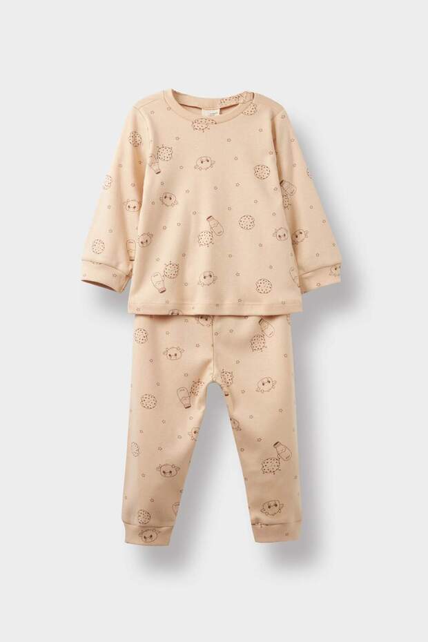Erkek Bebek Pijama Takımı Desenli Penye Uzun Kollu Üst Uzun Alt F3572A525AU - 1
