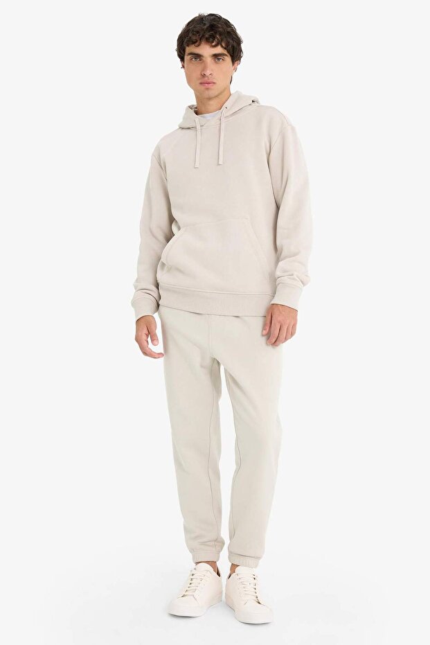 Regular Fit Beli Bağcıklı Cepli Paçası Lastikli Şardonlu Basic Düz Jogger Eşofman Altı E6326AX25AU - 4
