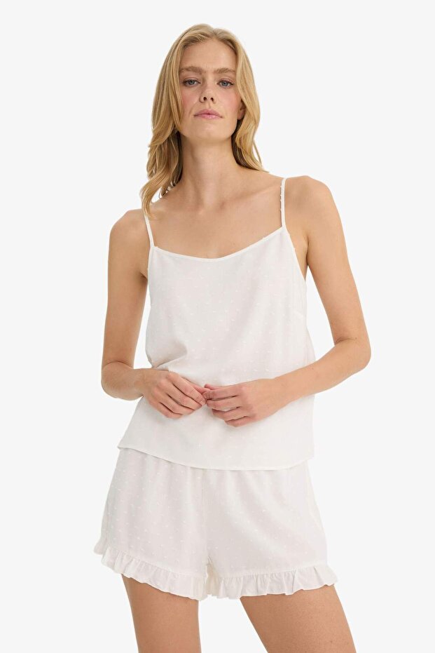 Pijama Takımı Regular Fit Askılı Vual Üst Şort-Fall in Love F8928AX25HS - 6