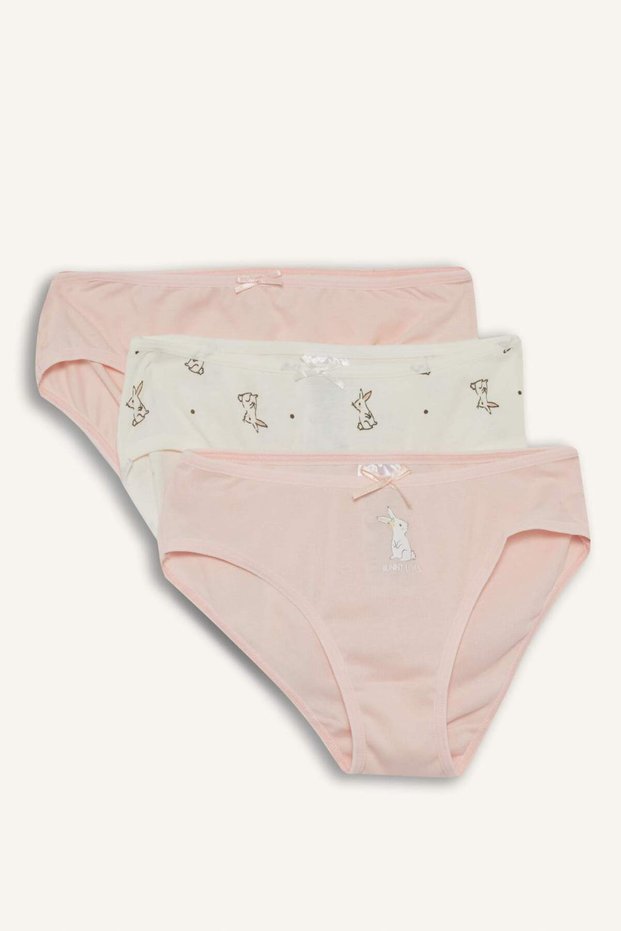 Girl's Rabbit Printed Ribbed 3-Piece Slip Panties F8585A825Au