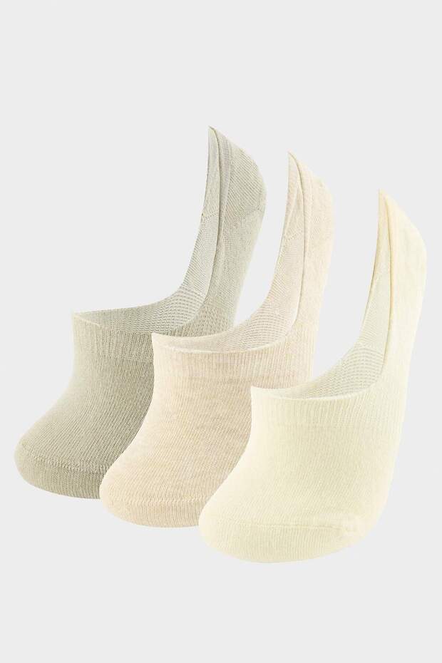 Women's Basic Plain Invisible 3-Piece Cotton Ballerina Socks T6922Azns