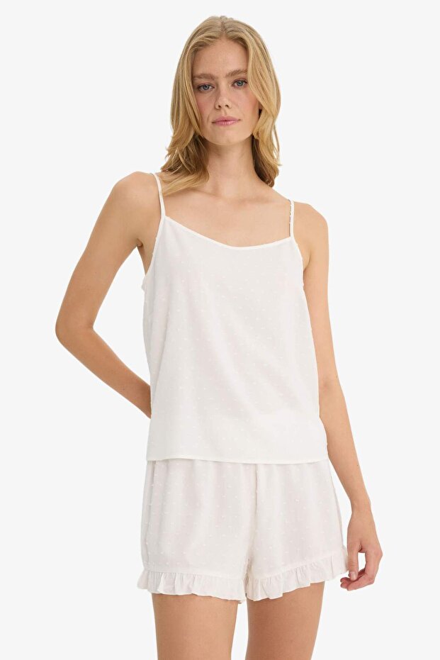 Pijama Takımı Regular Fit Askılı Vual Üst Şort-Fall in Love F8928AX25HS - 5