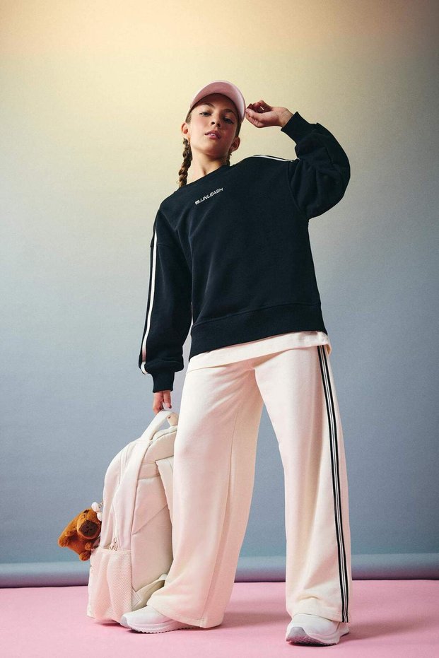 Elastic Waist Wide Leg Sweatpants for Girls F5262A825Au