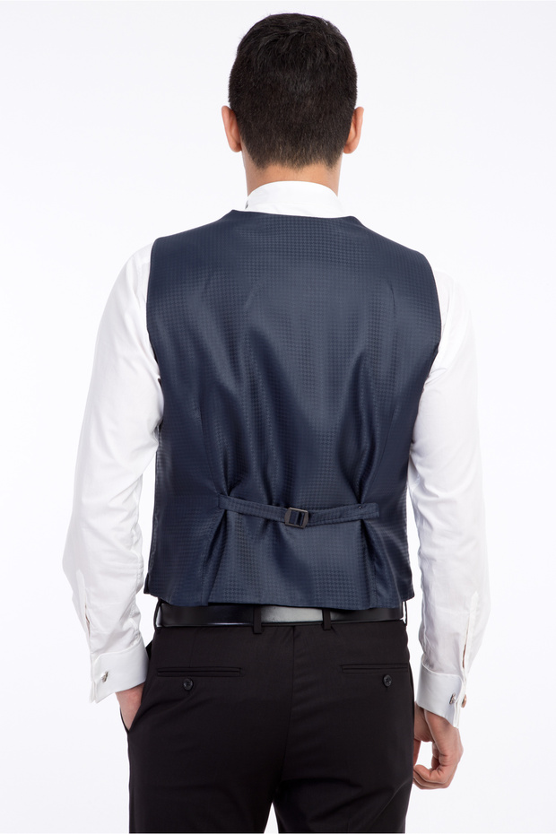 7 Drop slim fit Dar croială guler petrecut cu model set cu vestă Smoking și costum de mire - 5