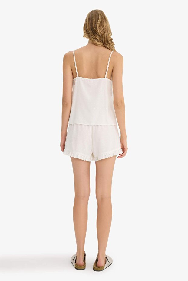 Pijama Takımı Regular Fit Askılı Vual Üst Şort-Fall in Love F8928AX25HS - 8