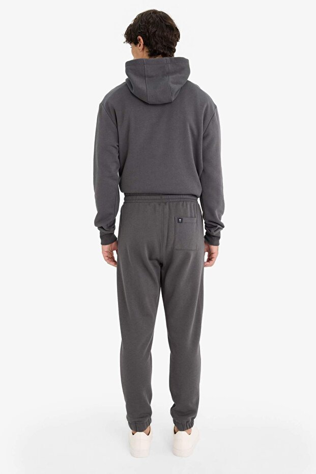 Regular Fit Beli Bağcıklı Cepli Paçası Lastikli Şardonlu Basic Düz Jogger Eşofman Altı E6326AX25AU - 8