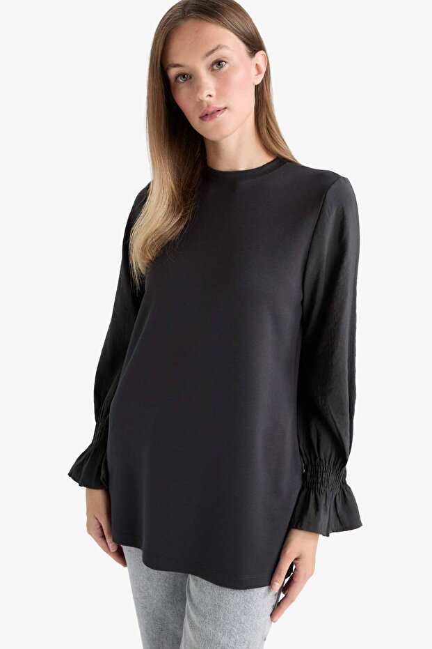 Regular Fit Bisiklet Yaka Uzun Kollu Tunik F6165AX25AU - 4