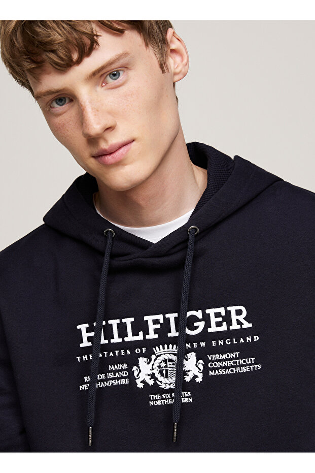 Kapüşon Yaka Mavi Erkek Sweatshırt MW0MW35527DW5 - 3