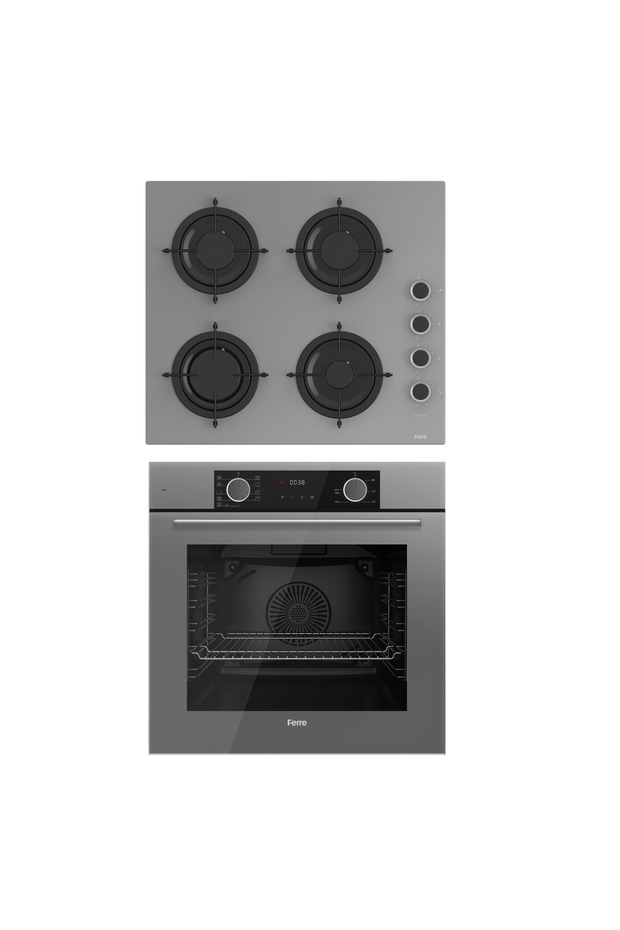Fryart Cs Serisi Gri ikili Ankastre Cam Set ( CS208FA + XE63CPR) - 1