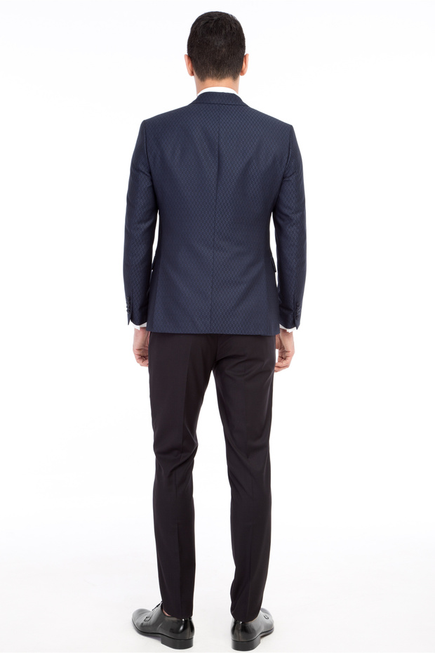 7 Drop slim fit Dar croială guler petrecut cu model set cu vestă Smoking și costum de mire - 3