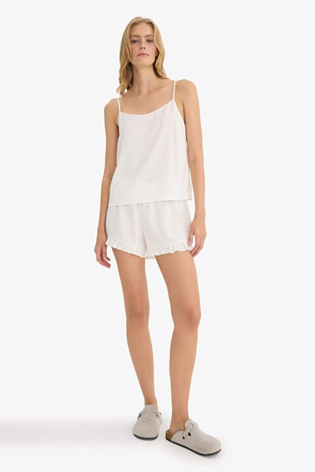 Pijama Takımı Regular Fit Askılı Vual Üst Şort-Fall in Love F8928AX25HS - 2