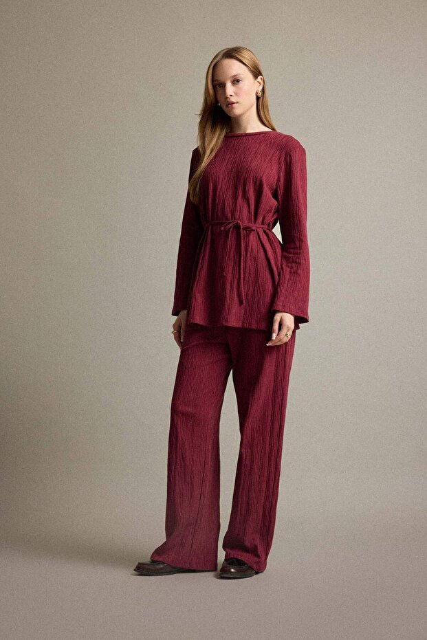 Regular Fit Bisiklet Yaka Bağlamalı Uzun Kollu Tunik F5369AX25AU - 2
