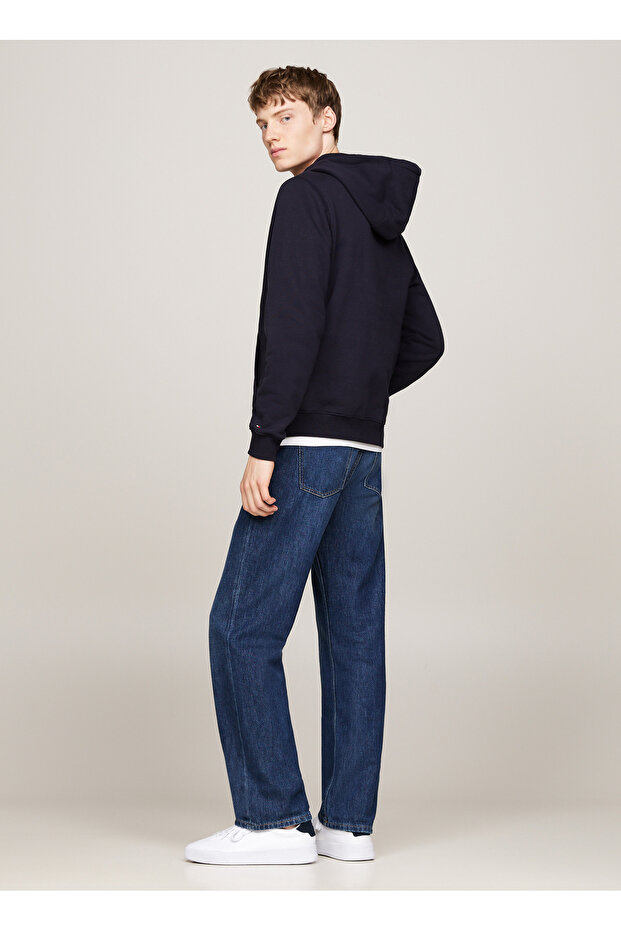 Kapüşon Yaka Mavi Erkek Sweatshırt MW0MW35527DW5 - 4