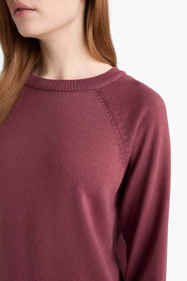 Regular Fit Bisiklet Yaka Basic Düz Triko Kazak Tunik C4474AX25WN - 5