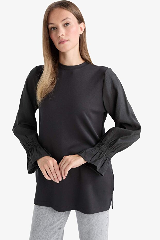 Regular Fit Bisiklet Yaka Uzun Kollu Tunik F6165AX25AU - 3