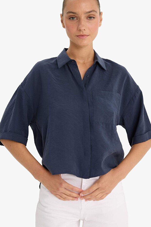 Loose Fit Modal Kısa Kollu Gömlek F9331AX25AU - 3