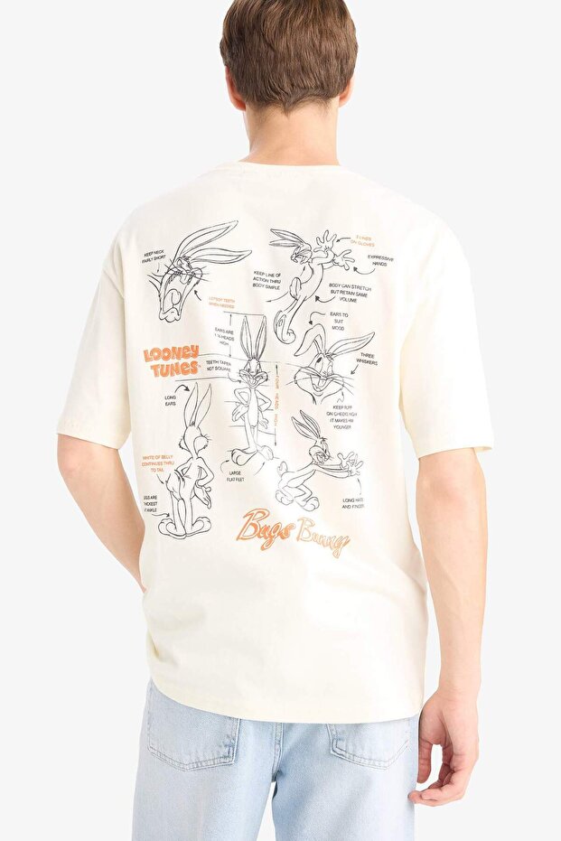 100% Cotton Looney Tunes Boxy Fit Relaxed Fit Crew Neck Back Printed Short Sleeve T-Shirt E9311Ax25A
