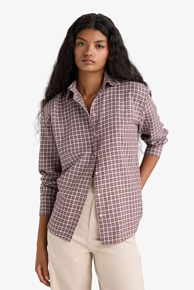 Regular Fit Kareli Uzun Kollu Gömlek F9082AX25AU - 3