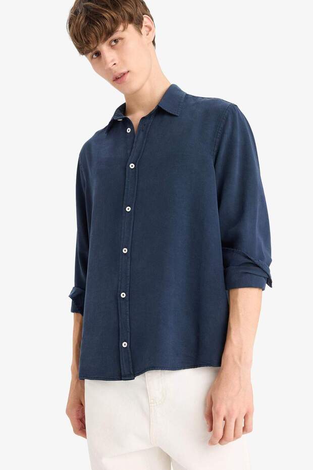 Regular Fit Twill Uzun Kollu Gömlek G0406AX25AU - 3