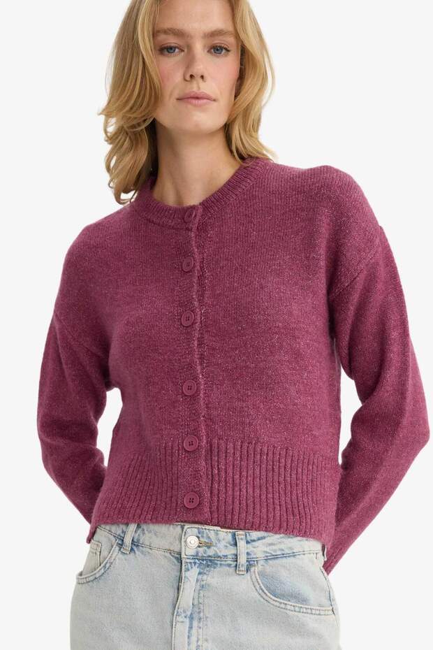 Regular Fit Bisiklet Yaka Düğmeli Triko Hırka F3031AX25WN - 1