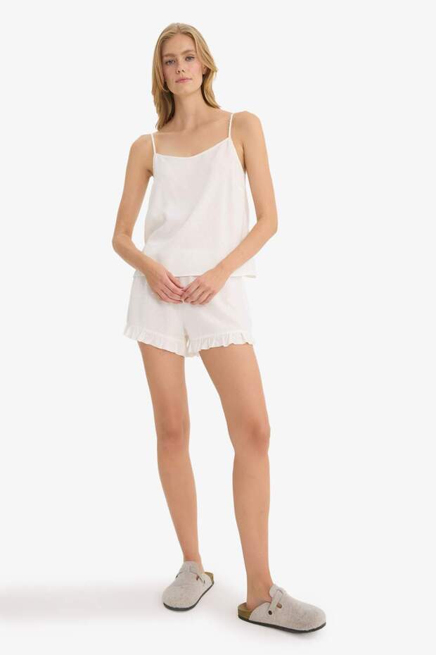 Pijama Takımı Regular Fit Askılı Vual Üst Şort-Fall in Love F8928AX25HS - 3