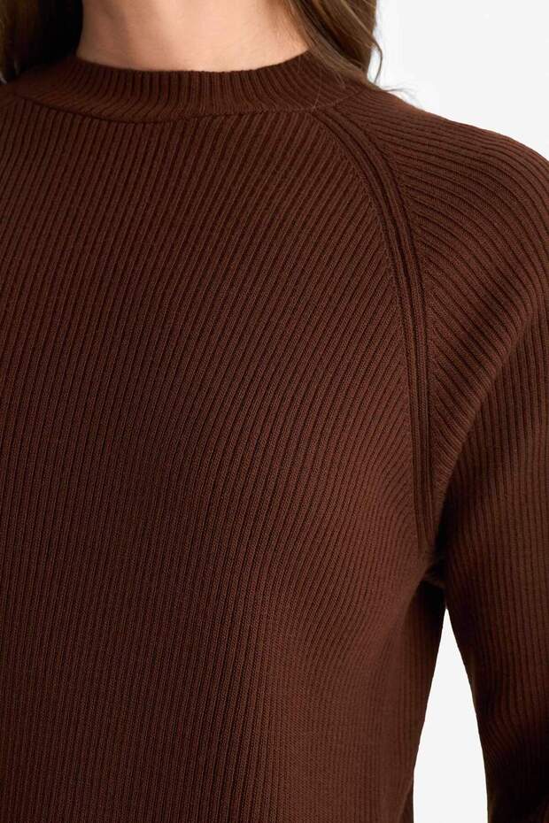 Regular Fit Bisiklet Yaka Basic Düz Triko Kazak D6911AX25WN - 5