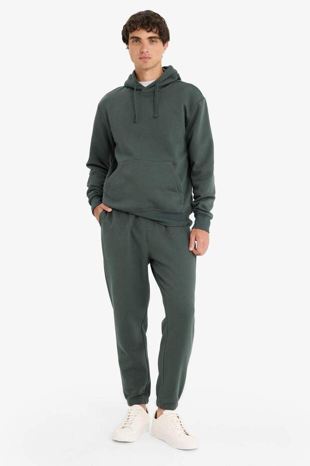 Regular Fit Beli Bağcıklı Cepli Paçası Lastikli Şardonlu Basic Düz Jogger Eşofman Altı E6326AX25AU - 3