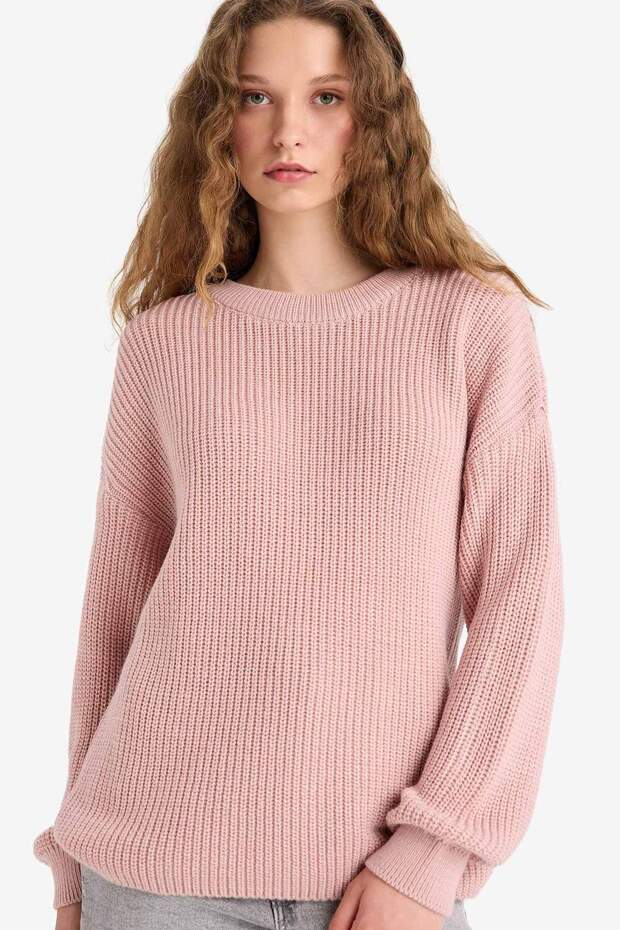Regular Fit Bisiklet Yaka Selanik Kumaş Basic Düz Triko Kazak H6905AZ25WN - 3