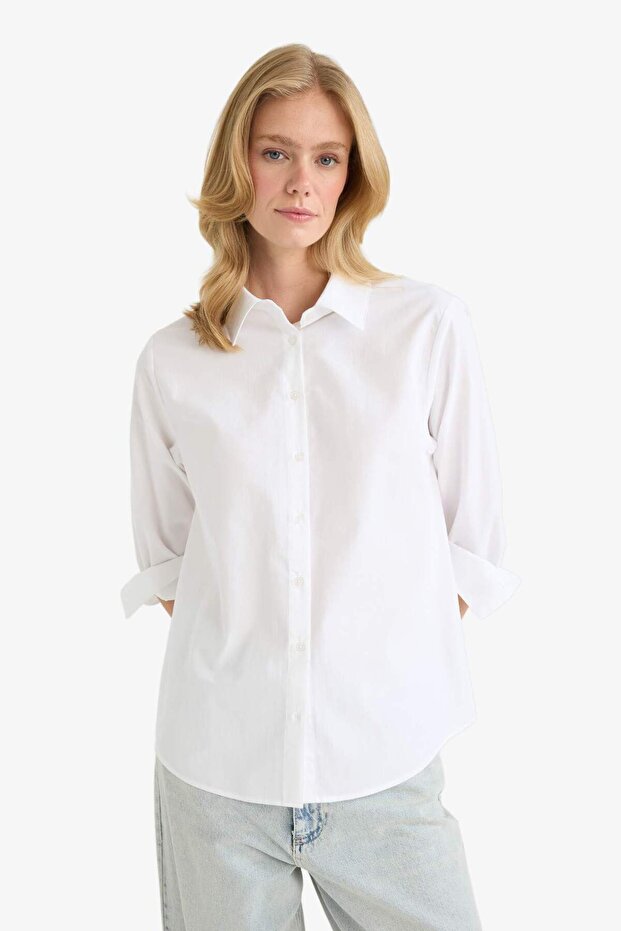 Regular Fit Poplin Uzun Kollu Gömlek F9072AX25AU - 4