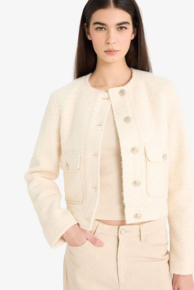 معطف كاشي بأزرار وقصة عادية E8635AX25AU - 1