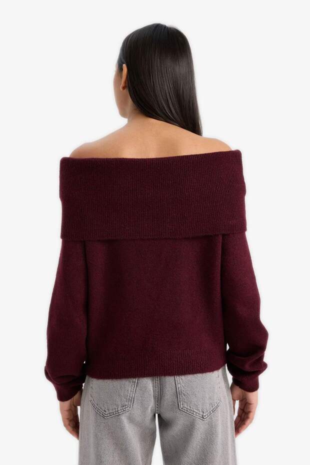 Regular Fit Açık Omuz Triko Kazak F3029AX25WN - 7