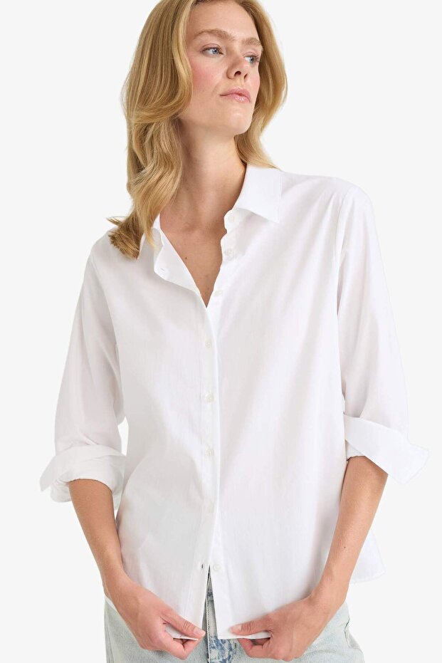 Regular Fit Poplin Uzun Kollu Gömlek F9072AX25AU - 1